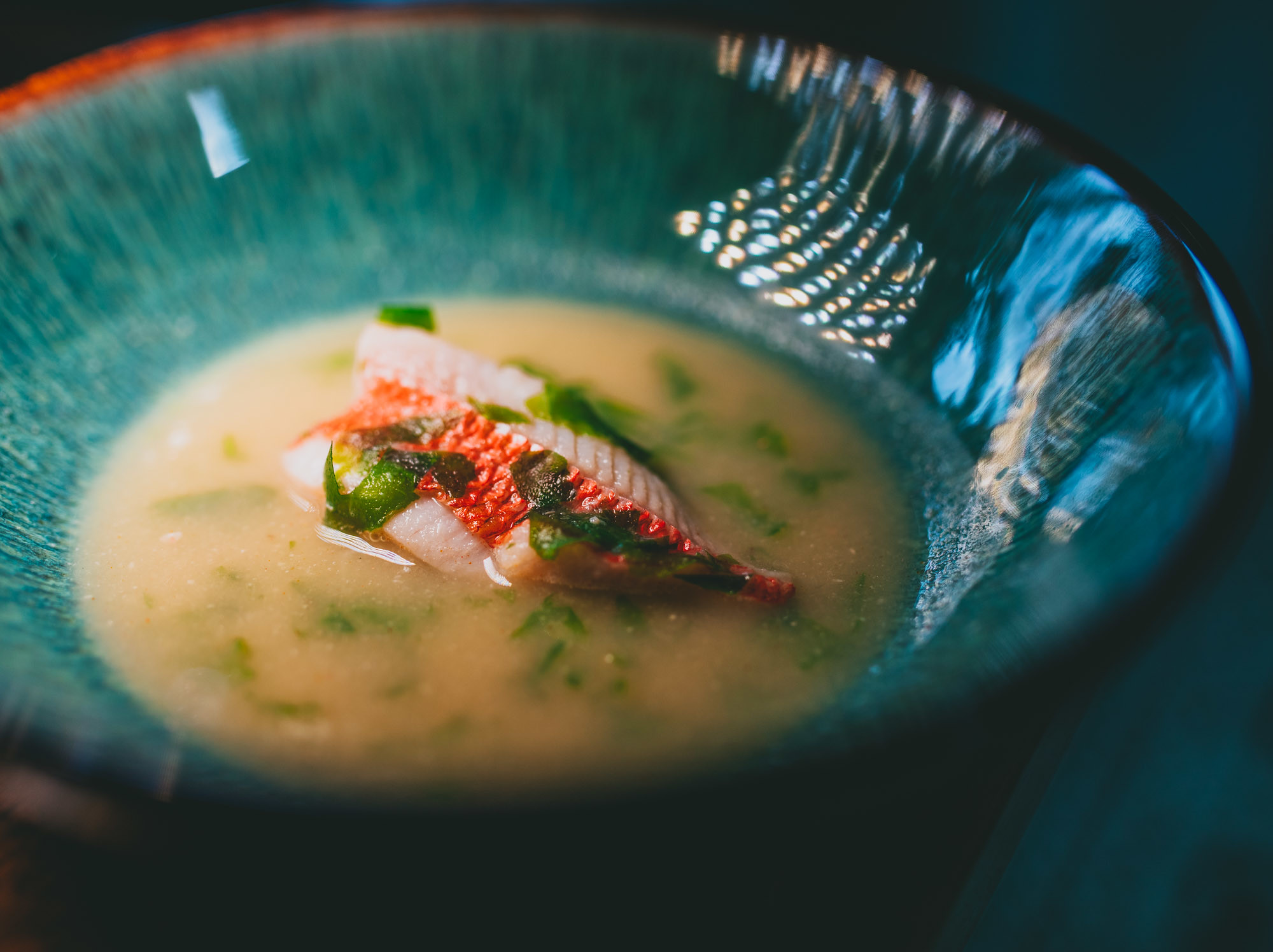 Spicy Menpachi Ulu Miso Soup was served during one of Na'au's pop-up dinners. 