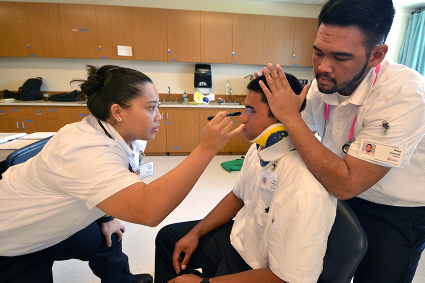 Student practicing EMT skills