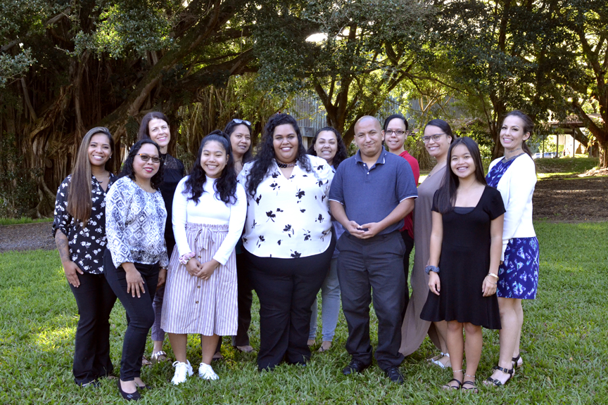 Hawai‘i Community College students enrolled in an accounting class are volunteering with Goodwill Industries of Hawaii to offer tax services for individuals and families. From left to right are Jessica Cruz, Nelly Jenkins, Allegra Petras, Trisha Talon, Patricia Tebia Agres, Siniva Pota (Instructor), Laney Ray Pau, Keanu Mattos-Nathaniel, Aldine Arce, Lyndsey-Mae Carvalho, Christine Candelario, Patrice Kirk. Not pictured are Tyana Cariaga, Vansa Chuon and Jeehye Kim.