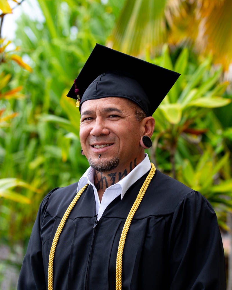 Drew Camacho, a liberal arts major, was the student keynote speaker for Hawai‘i CC-Pālamanui’s inaugural graduation ceremony at Pālamanui campus’ new lanai on May 17, 2025