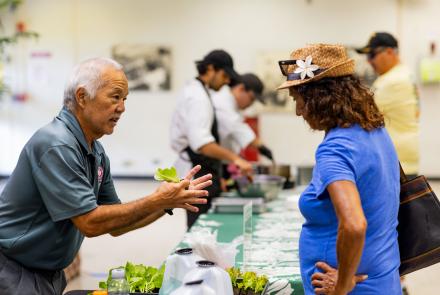 Hawai'i CC's Agriculture professor Lew Nakamura shared hydroponic growing tips with eventgoers.