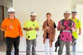 President Hensel with construction students